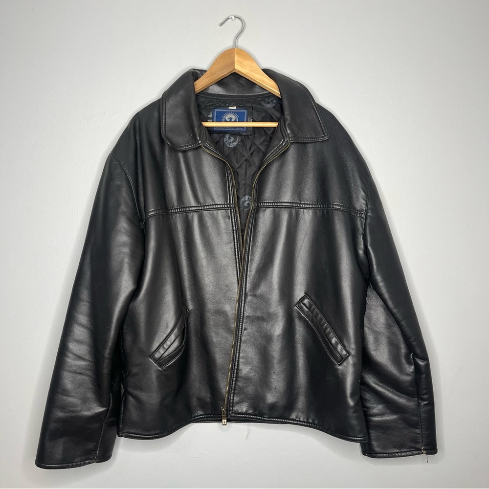 Italian Textile Group Italian Black Leather Jacket C1